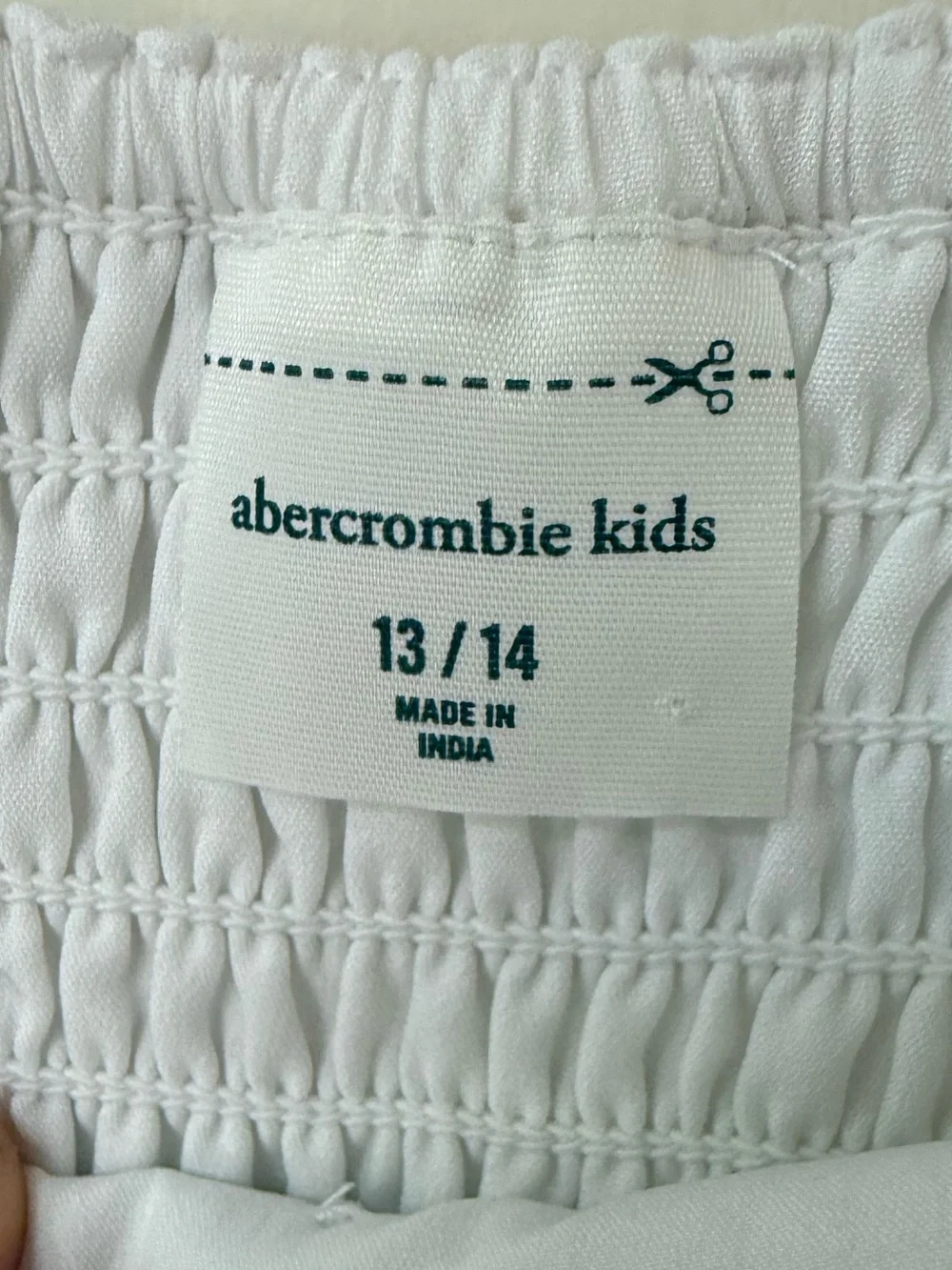 abercrombie kids Girls White Pintuck Puff Sleeve Mini Dress Size 13/14 XL